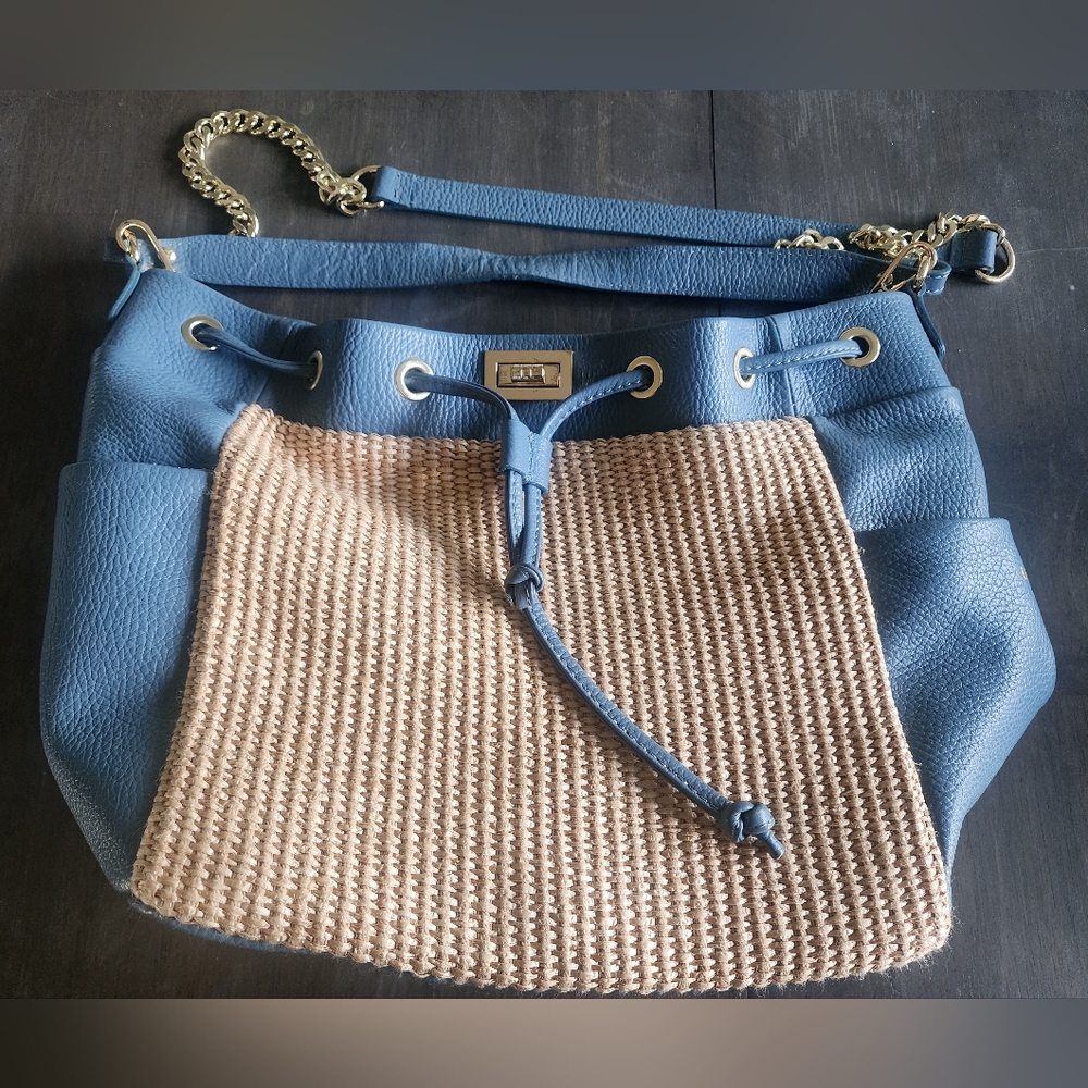 Unica Firenze Italian Leather & Straw Crossbody